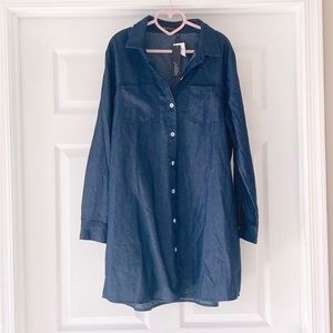 Zanzea Womens long sleeve button down casual denim size large- like new